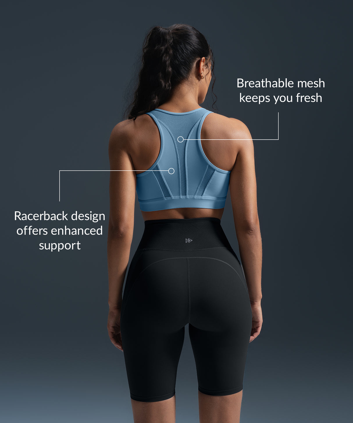 Enfold Zip Mesh Padded Running Bra | Women's High Support Sports Bra