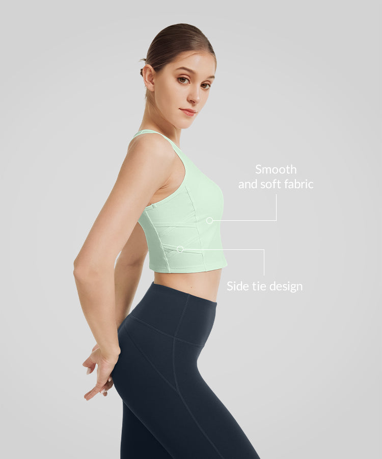 Sömlös yoga-bh med snörning | Sport-bh med lätt stöd för kvinnor