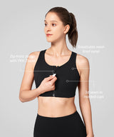 Power Mesh Panel Front Closure Running Bra | Women's High Support Sports Bra