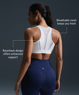 Sujetador para correr acolchado de malla con cremallera Enfold | Sujetador deportivo de alta sujeción para mujer