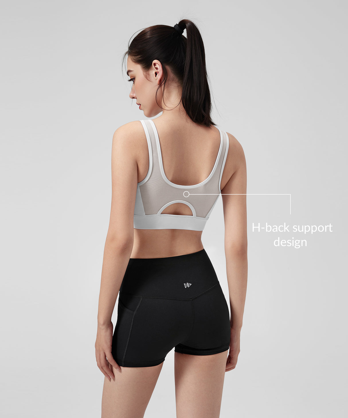 Power Front Sheer Mesh H-Back Sports Bra| Women's High Support Sports Bra
