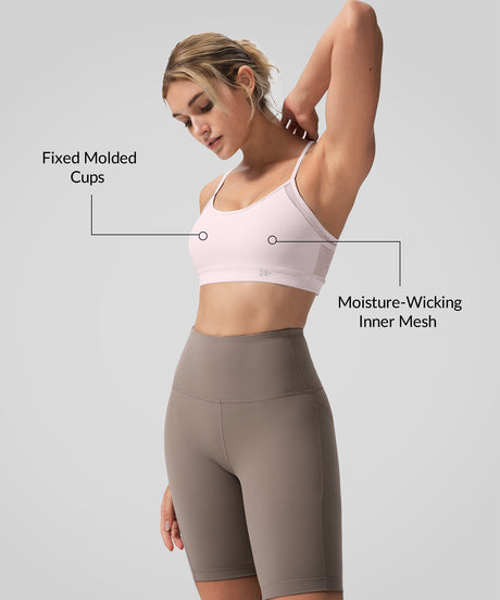 Anywhere Double Strap Sheer Mesh Yoga Bra| Women's Light Support Sports Bra