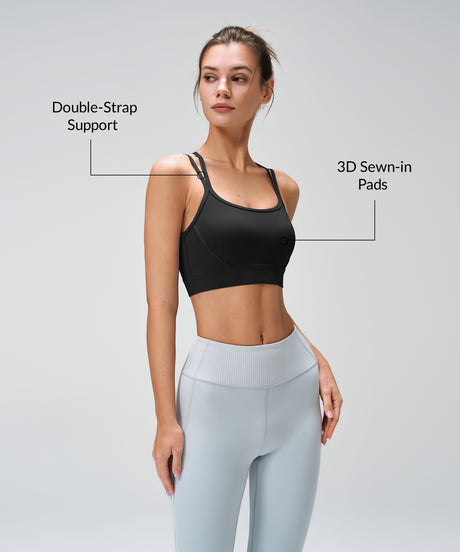 Anywhere Crossback Yoga-bh med fasta vadderingar | Sport-bh med lätt stöd för kvinnor