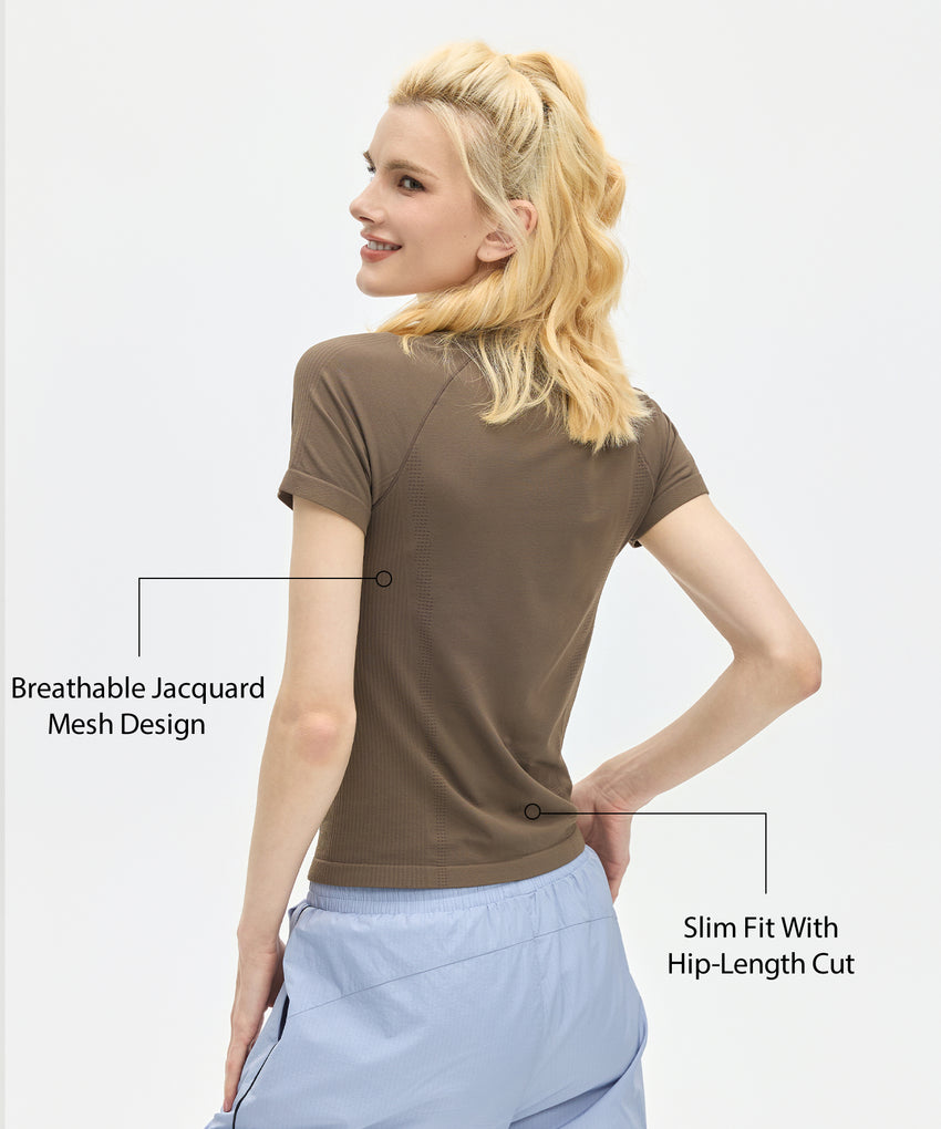 Sculpt Elastic Stretchy Slim Fit Tennis Tee| Women's Short Sleeve T-shirt