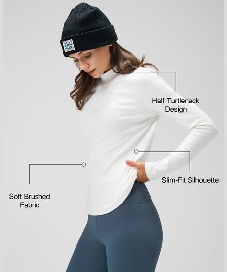 Anywhere Cozy Stretch Mock Neck Long Sleeve Tee | Women's Long Sleeve T-shirt