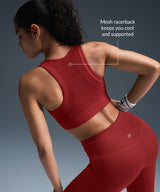 Sculpt Zip Mesh Racerback Padded Running Bra | Women's High Support Sports Bra
