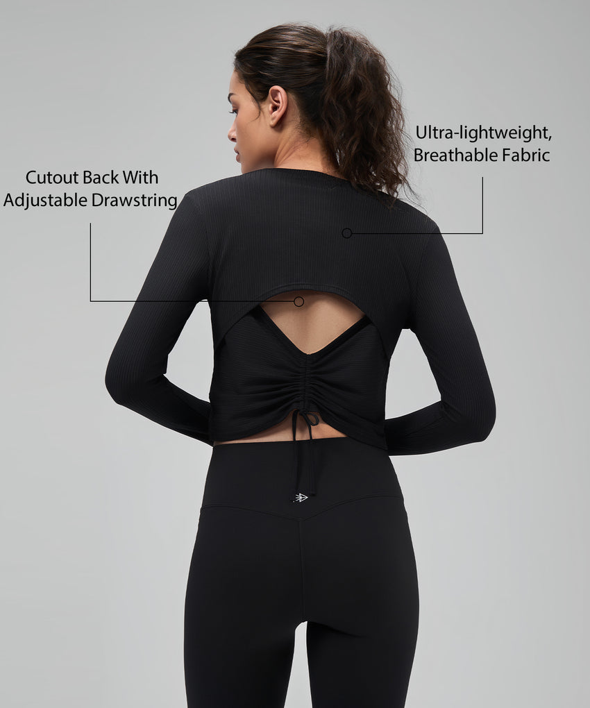 Anywhere Lightweight Drawstring Long sleeves Yoga Tee| Women's Sports T-shirt