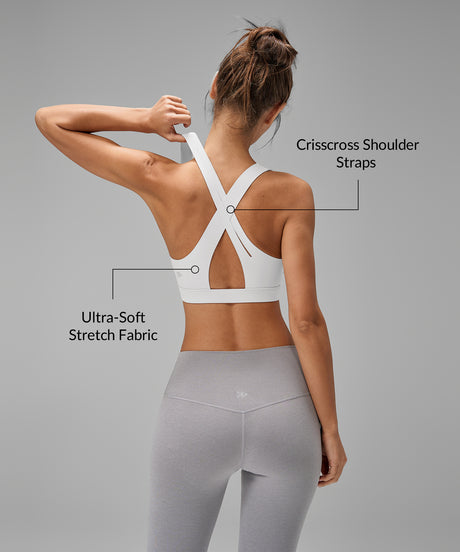 Anywhere Crisscross avtagbara vadderade yoga-bh med v-ringning | Sport-bh med lätt stöd för kvinnor