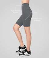Echo Stretchy High Waist Shorts with Side Pockets 9‘’| Women's High Support Running Shorts