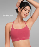 Sujetador de yoga con relleno y tirantes y escote redondo para mujer | Sujetador deportivo de sujeción ligera