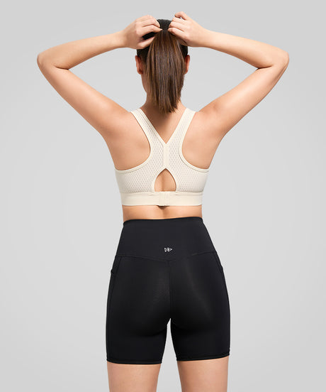 Atmungsaktiver Power Butterfly Back Mesh-Lauf-BH | Sport-BH mit starkem Halt für Damen