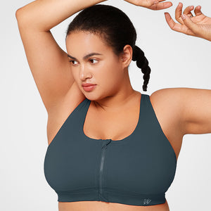 Power Zip Front Criss Cross Padded Running Bra