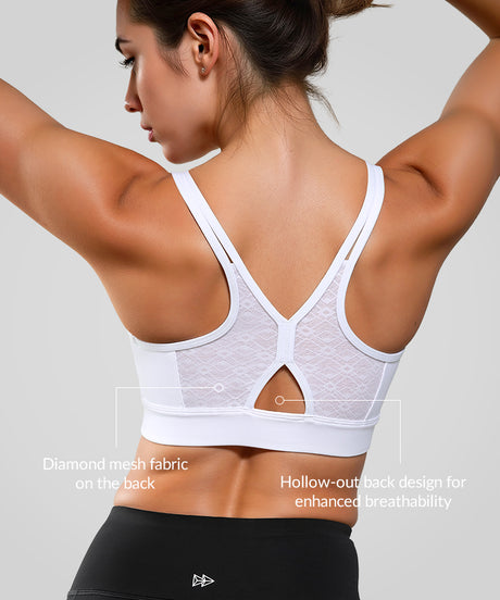Anywhere V-neck Diamond Mesh Yoga Bra| Women's Light Support Sports Bra