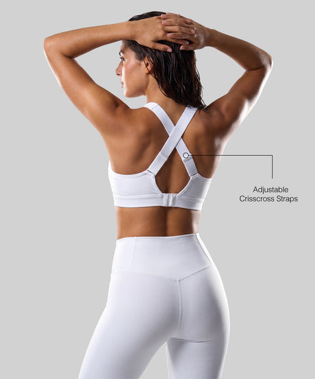 Power V-Neck Cross Back Padded Running Bra | Women's High Support Sports Bra