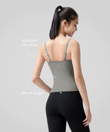 Justerbar yogalinne med tunna remmar och logotyp | Sport-bh med lätt stöd för kvinnor