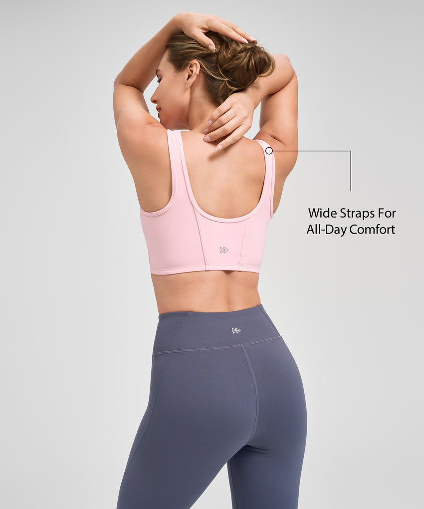 Anywhere Sewn-In Padded Mesh Yoga Bra| Women's Light Support Sports Bra