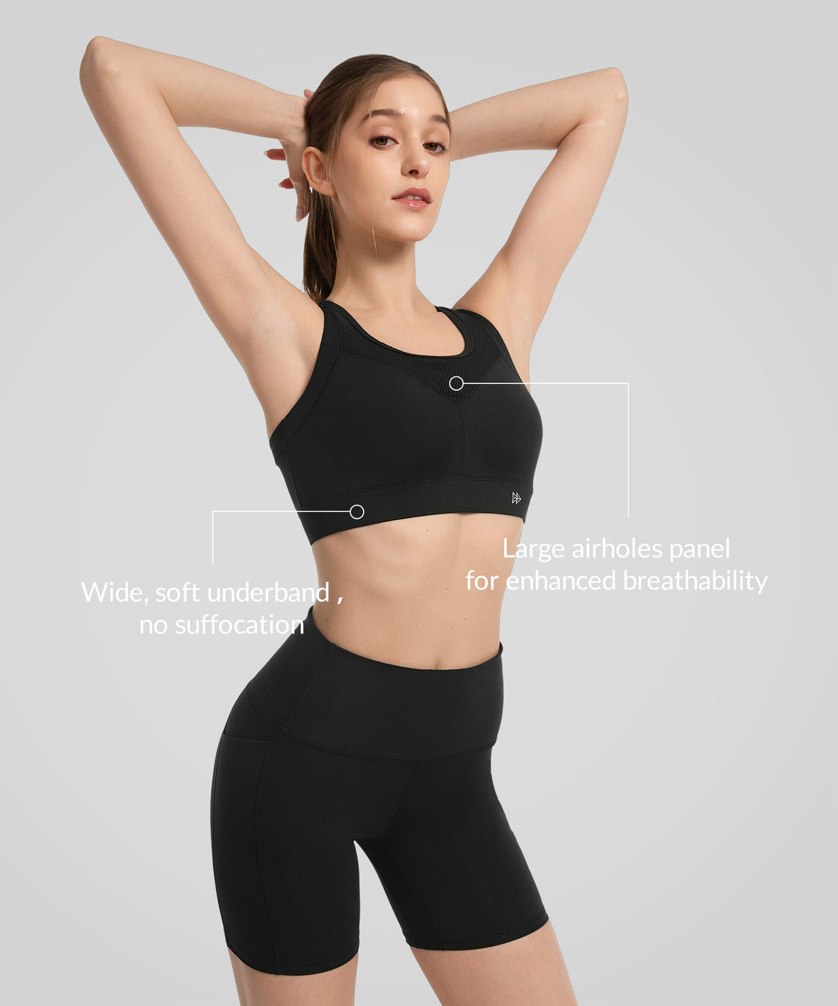 Power Front Mesh Arched Cutout Cool Sports Bra | Women's High Support Sports Bra