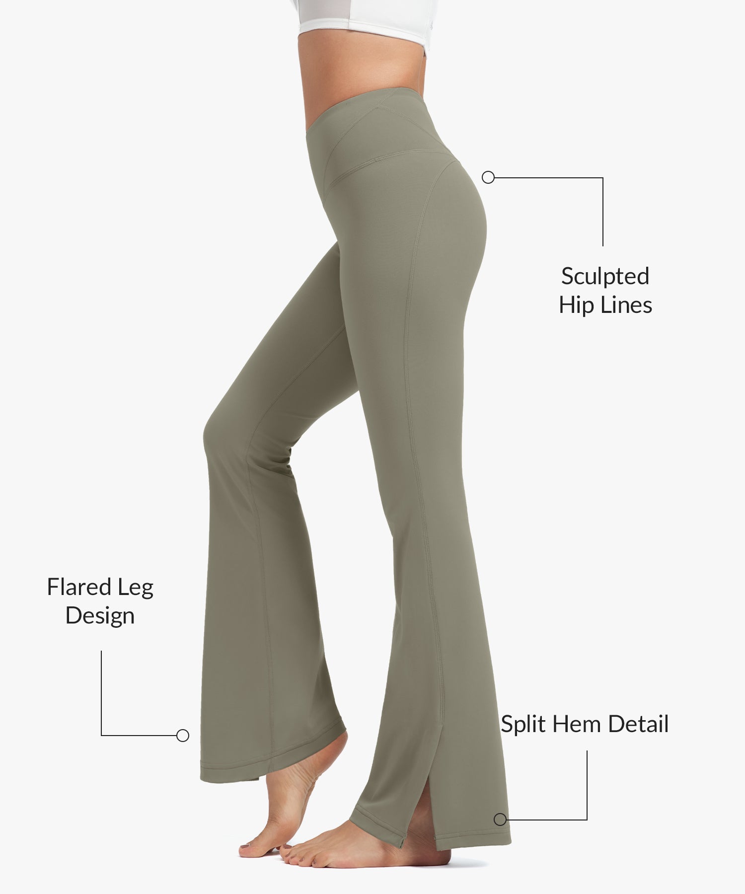 Pantaloni a zampa con orlo diviso e vita alta Anywhere | Pantaloni con supporto leggero da donna