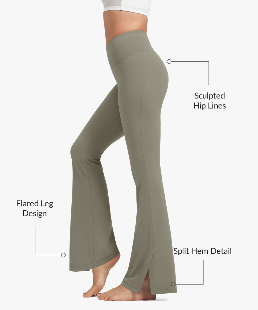 Pantaloni a zampa con orlo diviso e vita alta Anywhere | Pantaloni con supporto leggero da donna