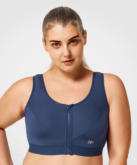 Power Classic Zip Running Bra | Women's High Support Sports Bra