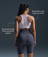 Enfold Zip Mesh Padded Running Bra | Women's High Support Sports Bra