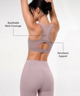 Power Breathable Racerback Fixed Cups High Impact Bra | Women's High Support Sports Bra