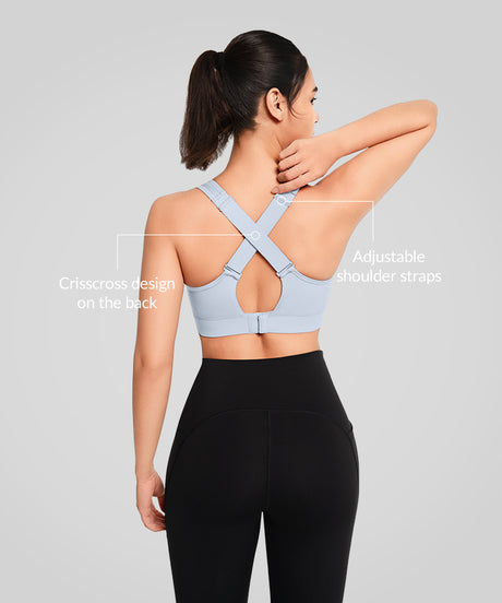 Sujetador deportivo transpirable con espalda cruzada y acolchado para correr | Sujetador deportivo de alta sujeción para mujer