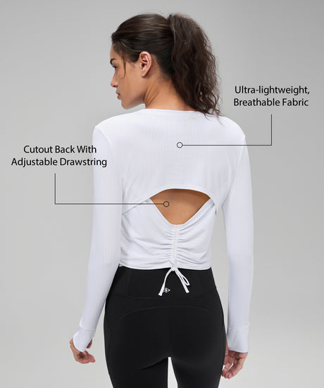Anywhere Lightweight Drawstring Long sleeves Yoga Tee| Women's Sports T-shirt