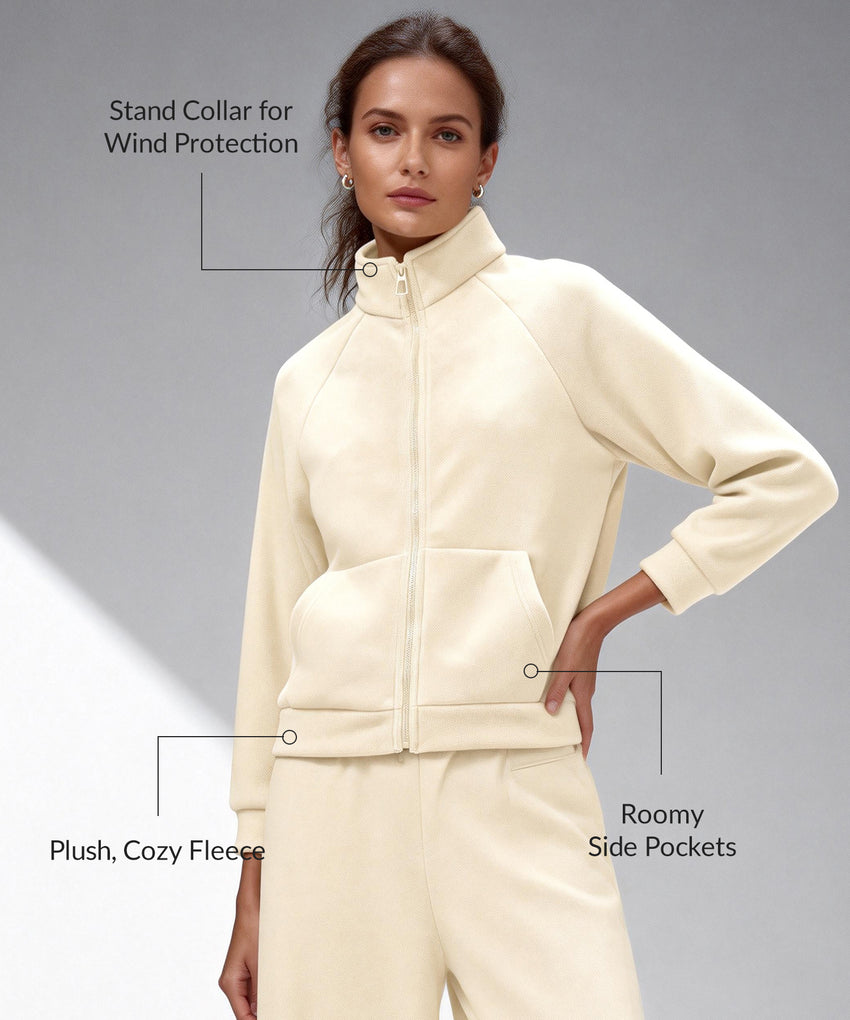 Giacca in pile con collo alto e tasche con cerniera ovunque | Giacca sportiva da donna