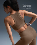 Sculpt Zip Mesh Racerback Padded Running Bra | Women's High Support Sports Bra