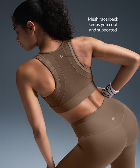 Sculpt Zip Mesh Racerback Vadderad Löpar-BH | Sport-BH med Högt Stöd för Damer