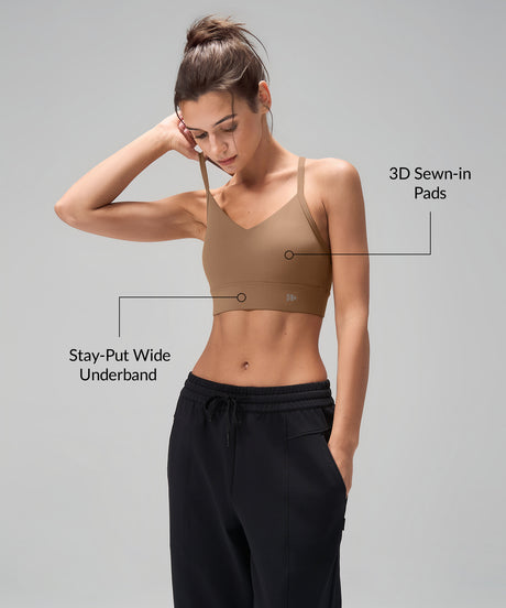 Anywhere Y-Back Design Insydda Yoga-BH med Vadder | Sport-BH med Lätt Stöd för Damer