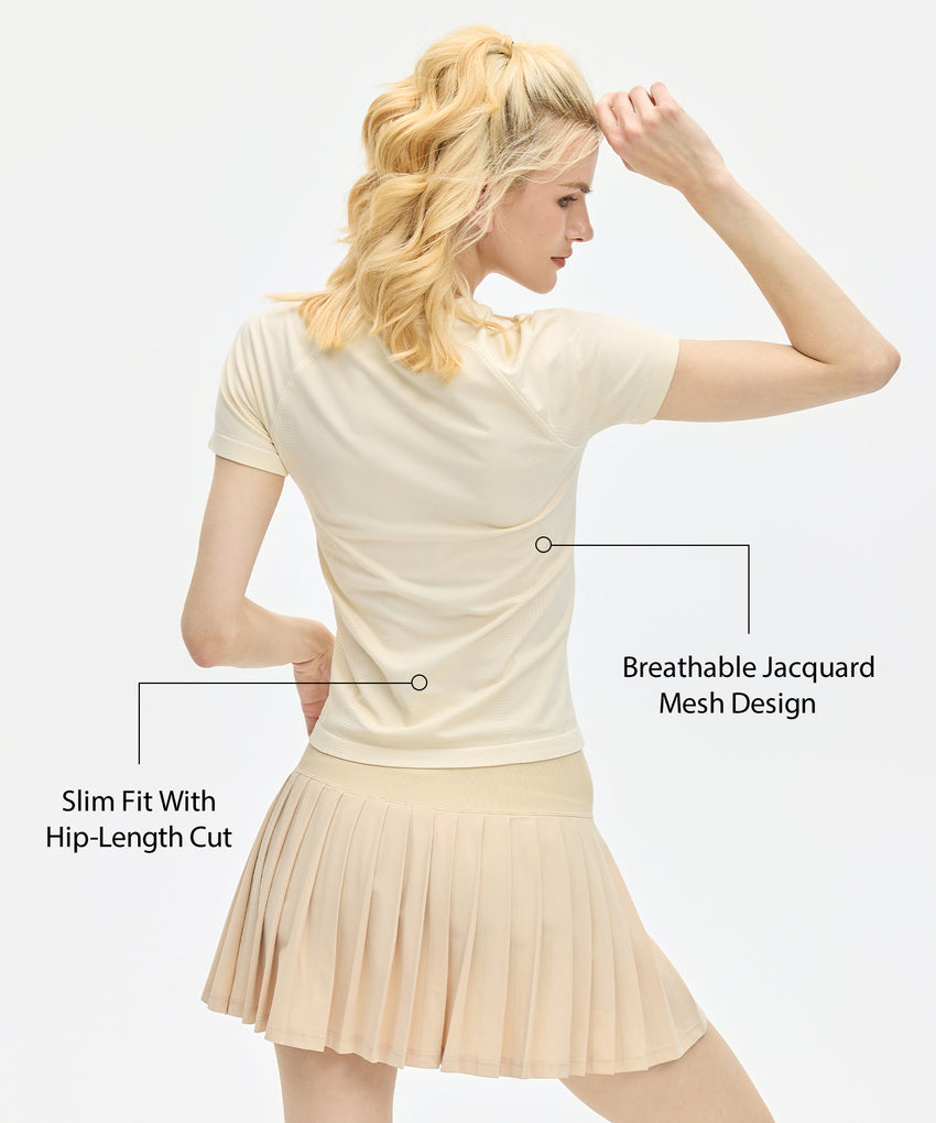 Sculpt Elastic Stretchy Slim Fit Tennis Tee| Women's Short Sleeve T-shirt