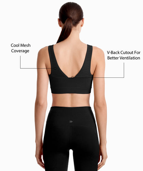 Power Breathable Zip Front Fixed Cups High Impact Bra | Women's High Support Sports Bra