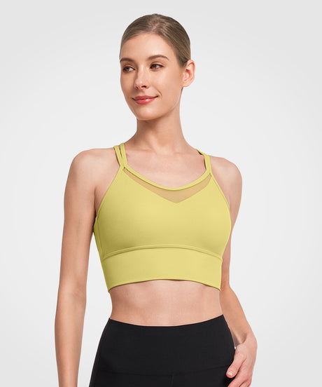 Sujetador de yoga con tirantes y relleno de malla Shift Longline | Sujetador deportivo de sujeción ligera para mujer