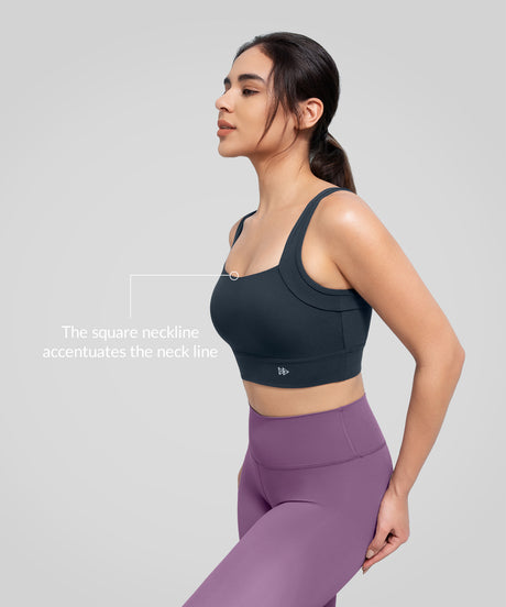 Anywhere Square Neckline Cross-back Mesh Yoga Bra| Women's Light Support Sports Bra
