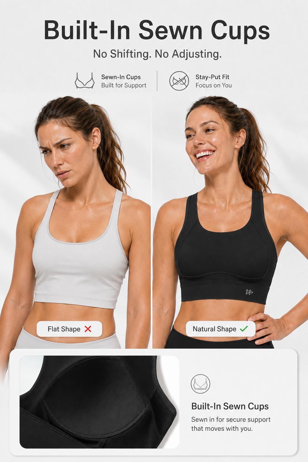 Echo™ Natural Shine Sporty Open-back Running Bra | Women's High Support Sports Bra