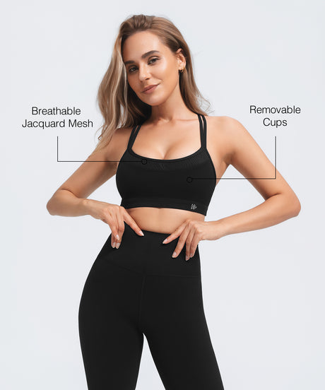Anywhere No-Slip Crisscross Straps Removable Cups Yoga Bra | Women's Light Support Sports Bra Best For Yoga, HIIT