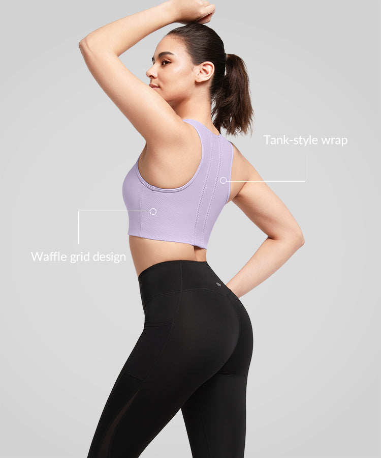 Atmungsaktiver Power Waffle Mesh-Lauf-BH | Sport-BH mit starkem Halt für Damen