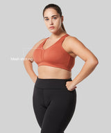 Sujetador para correr Power con cuello en V y espalda cruzada | Sujetador deportivo de sujeción alta para mujer (talla grande)