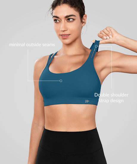 Echo Long Double Cross Straps Padded Yoga Bra | Women's Light Support Sports Bra