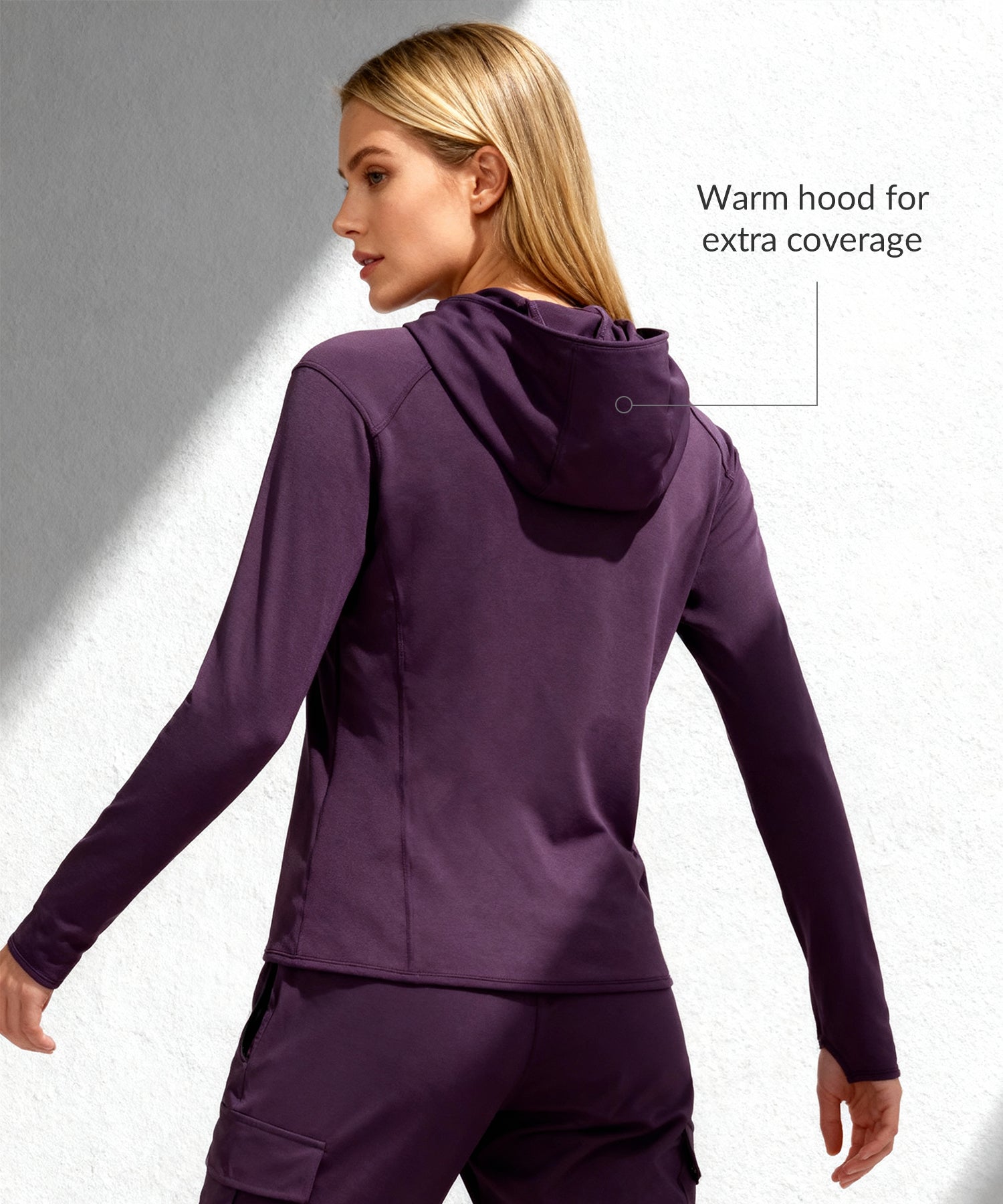 Fleece-Kapuzenjacke mit Reißverschlusstaschen | Damen-Sportjacke