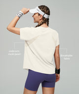 Anywhere Back Mesh Solid Color Comfortable T-shirt