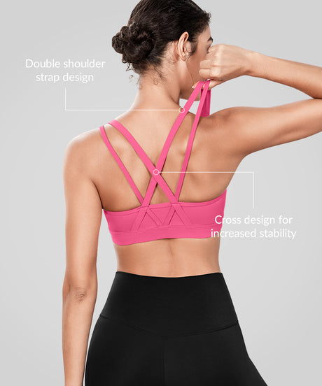 Echo Long Double Cross Straps Padded Yoga Bra | Women's Light Support Sports Bra