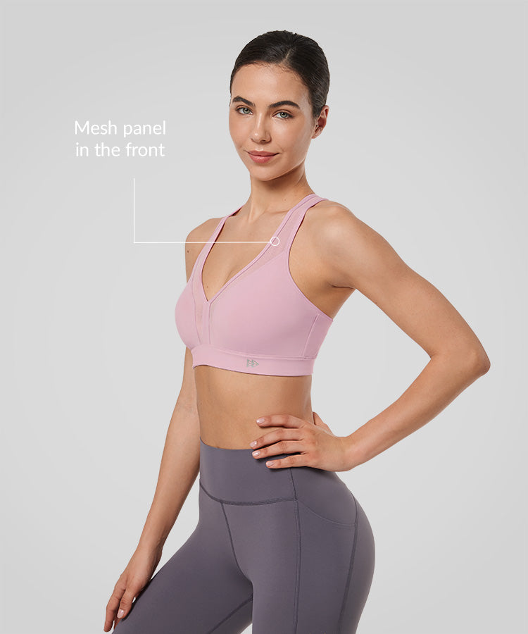 Power V-Neck Cross Back Padded Running Bra | Women’s High Support