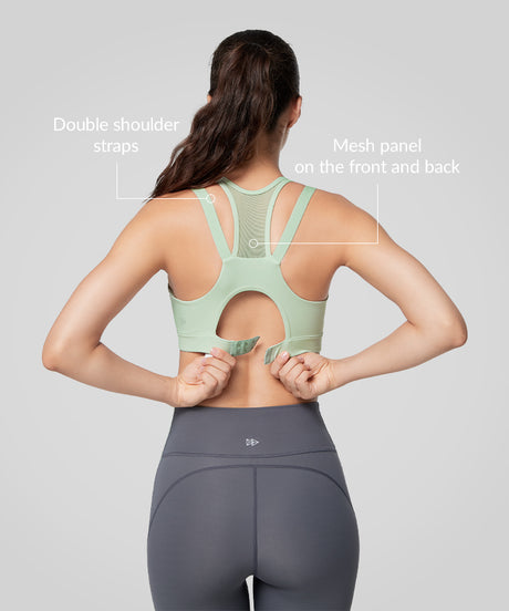 Power Zip Front Breathable Full-Coverage Running Bra | Women's High Support Sports Bra