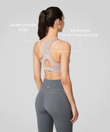 Power Zip Front Mesh Padded Running Bra | Damen Sport-BH mit starkem Halt