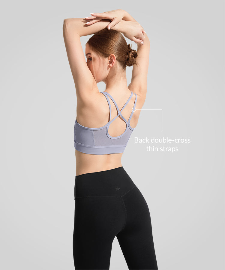 Sujetador de yoga de malla transparente con doble tirante Anywhere | Sujetador deportivo de sujeción ligera para mujer