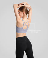 Sujetador de yoga de malla transparente con doble tirante Anywhere | Sujetador deportivo de sujeción ligera para mujer