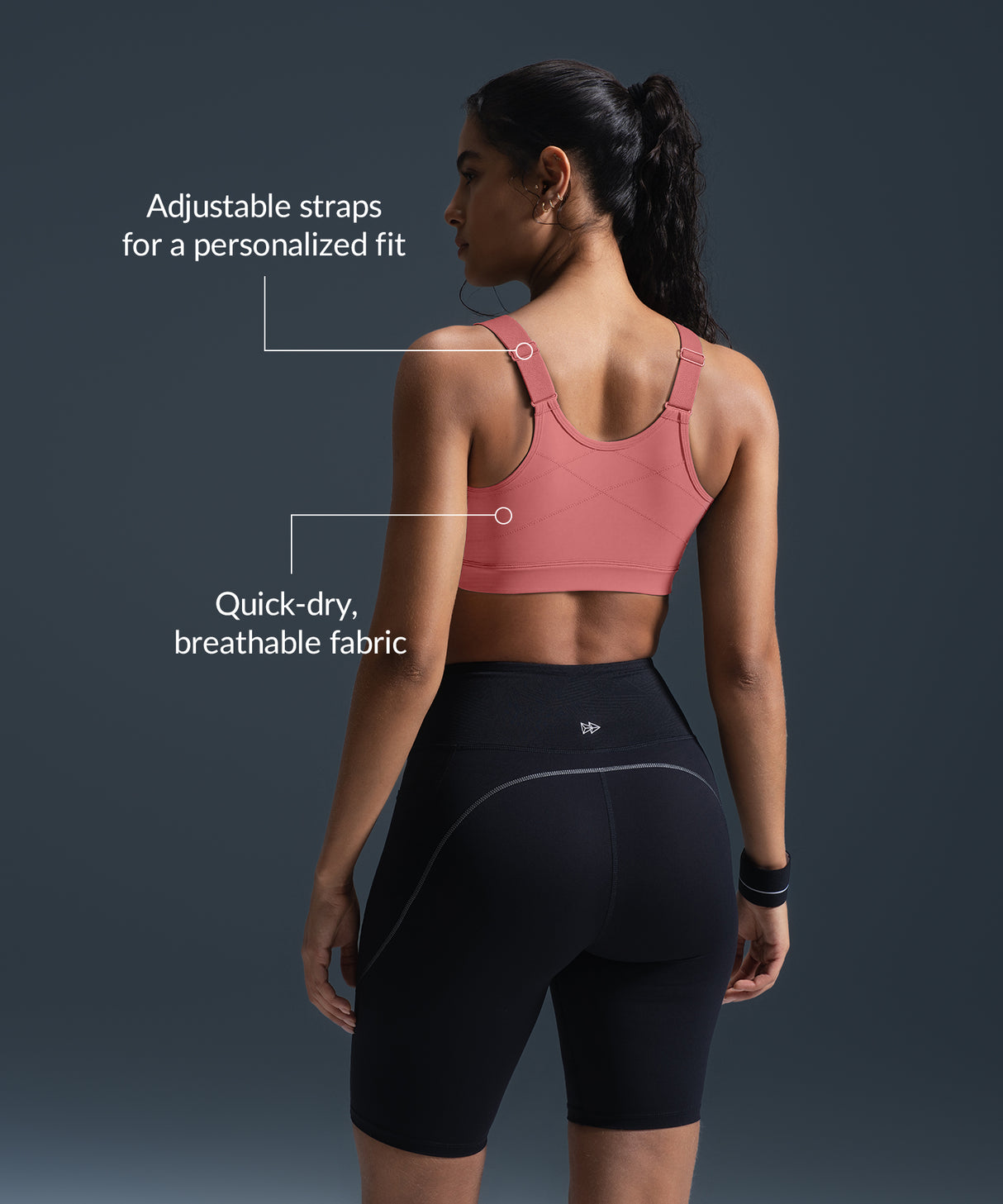 Reggiseno da corsa imbottito con spalline regolabili Power Zip | Reggiseno sportivo ad alto sostegno da donna